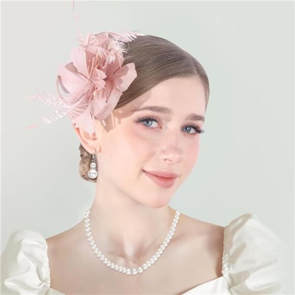 Fascinator Hat for Women Tea Party Derby Hat with Feather Funeral Headpiece - Picture 2 of 7